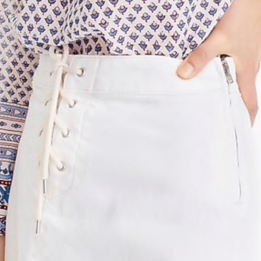 J. Crew white lace up denim skirt size 27